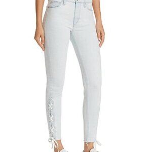 Joe’s Jeans The Charlie Lace Up High Rise Skinny Ankle Blue Denim Size 27 NEW